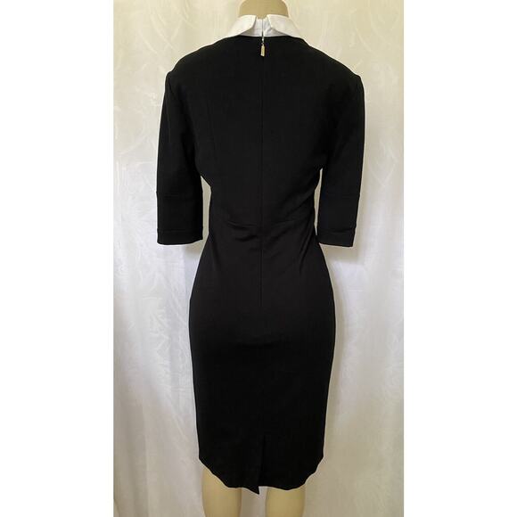 Jason Wu Dress Sheath Black Midi Half Sleeve Lined Collar Back Zip 8 M - Picture 5 of 7